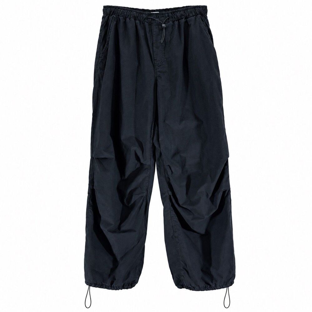 Zara Black Cotton Drawstring Utility Jogger Pants Size M